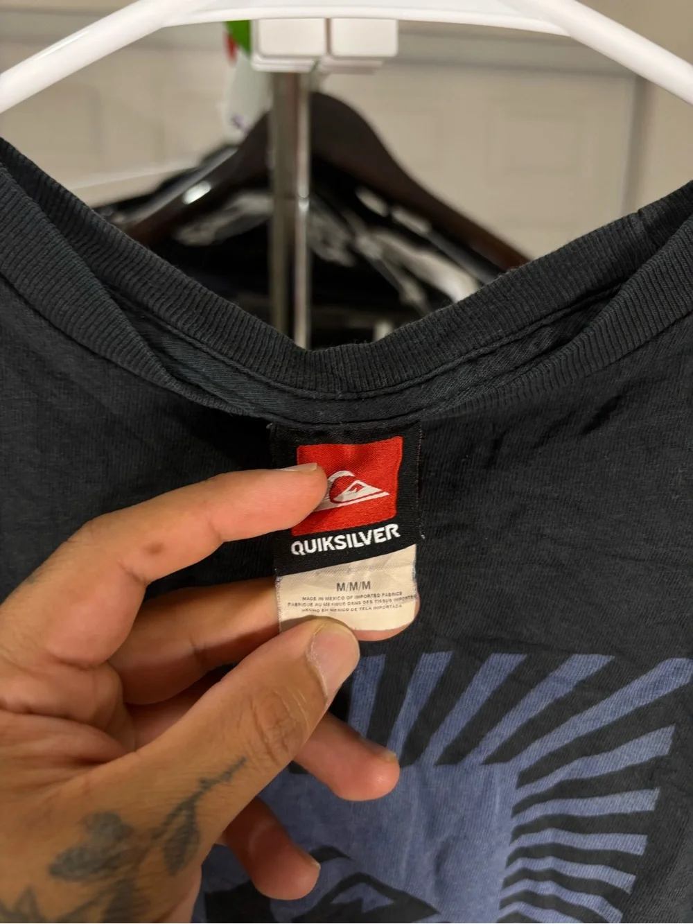 Quiksilver Black Short-Sleeve Tee with Blue Sunburst Logo